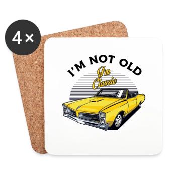 Old School Vintage Classic Oldtimer Auto - Untersetzer (4er-Set) - Weiß - Vorne