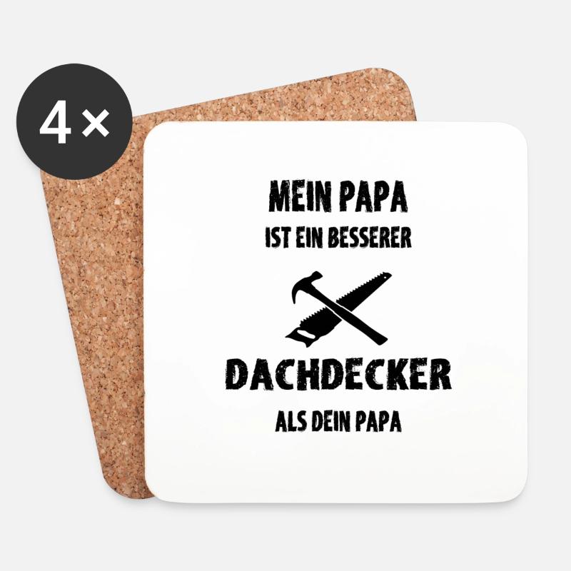 Besserer Dachdecker Papa als dein Papa - Untersetzer (4er-Set) - Weiß