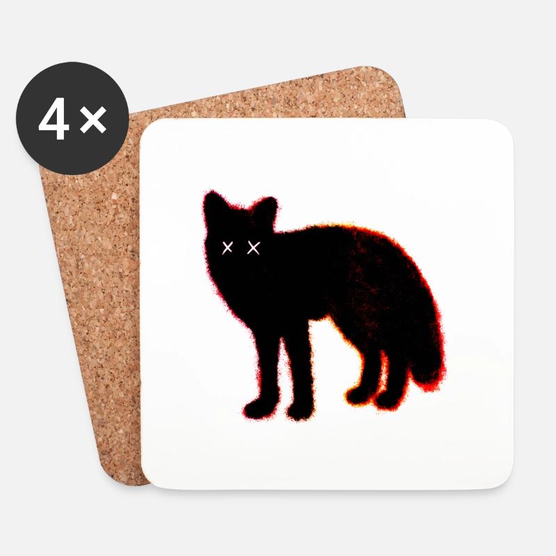 Dead Black Fox - Untersetzer (4er-Set) - Weiß