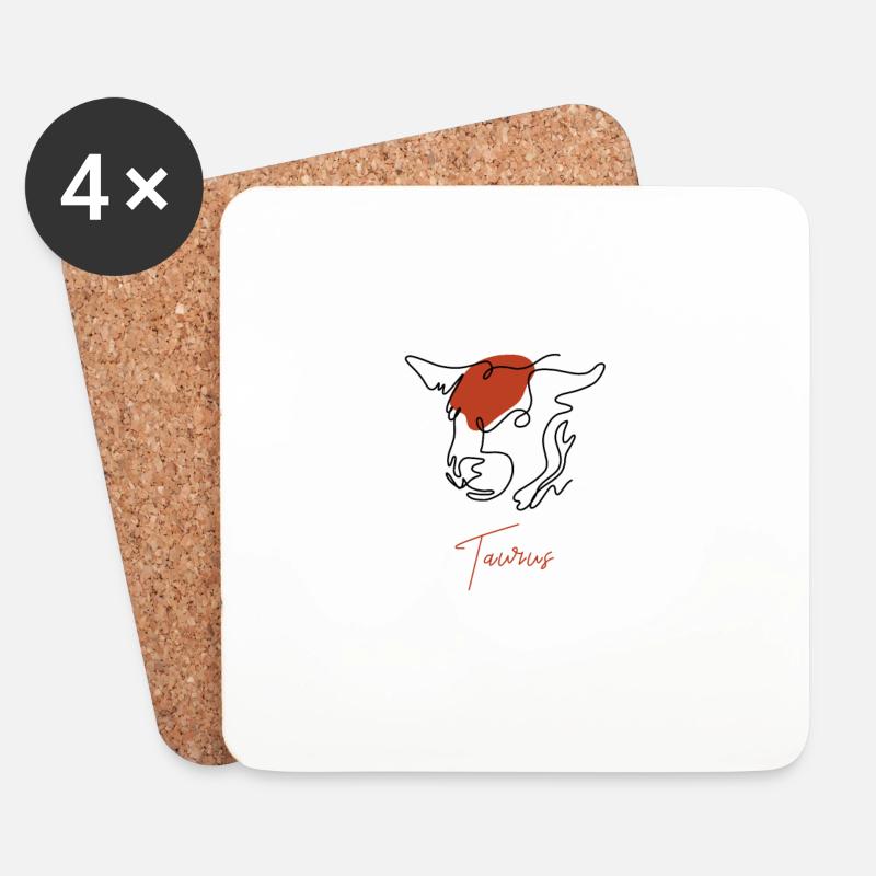 Taurus Zodiac Sign Line Art - Untersetzer (4er-Set) - Weiß