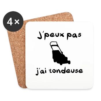 J'peux pas j'ai tondeuse jardinage jardin gazon - Dessous de verre (lot de 4) - blanc - Devant