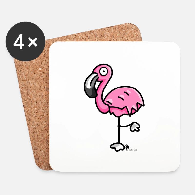 Flamingo - Untersetzer (4er-Set) - Weiß