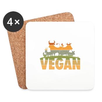 Veganer | Tierschutz Vegan Veganerin Geschenkideen - Untersetzer (4er-Set) - Weiß - Vorne