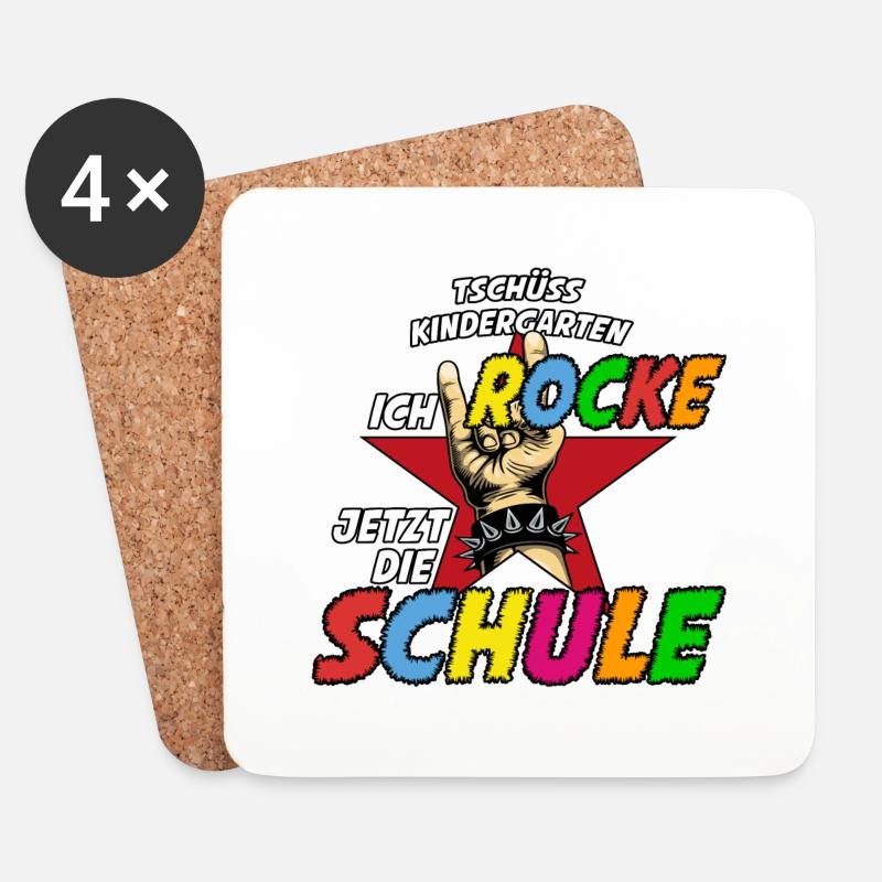 Tschüss Kindergarten ich rocke jetzt die Schule - Untersetzer (4er-Set) - Weiß