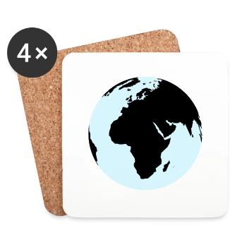 Carte du monde - géographie - planète - Dessous de verre (lot de 4) - blanc - Devant