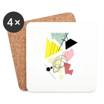 Hippe abstrakte, geometrische Formen & Shapes - Untersetzer (4er-Set) - Weiß - Vorne