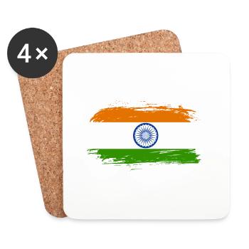 Indien Flagge Geschenk - Untersetzer (4er-Set) - Weiß - Vorne