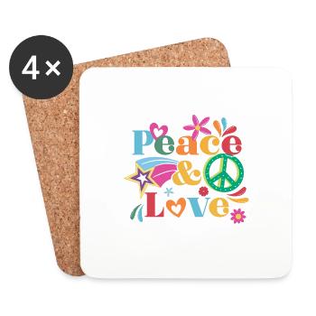 Hippie Peace Love | Hippies costume flower gift - Coasters (set of 4) - white - Front