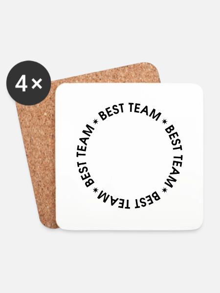 Best Team Kreis mit sternen Schwarz - Untersetzer (4er-Set) - Weiß