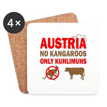 Austria no kangaroos only kuhlimuhs Geschenk - Untersetzer (4er-Set) - Weiß - Vorne