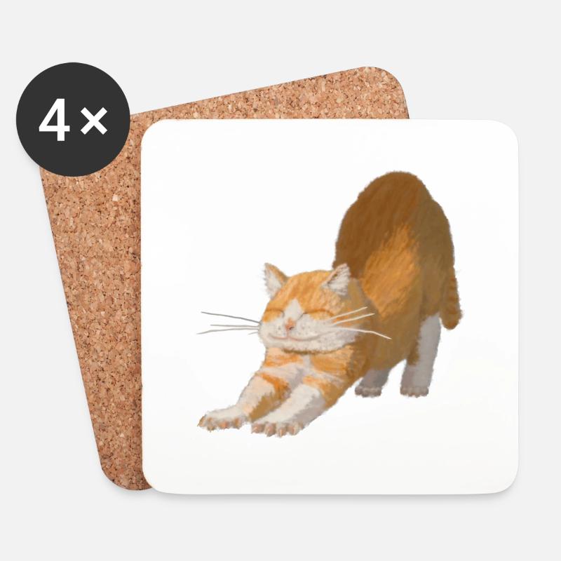 Rote Katze - Untersetzer (4er-Set) - Weiß