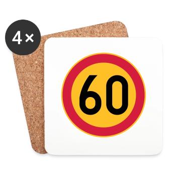 60 limit / speed limit - Coasters (set of 4) - white - Front