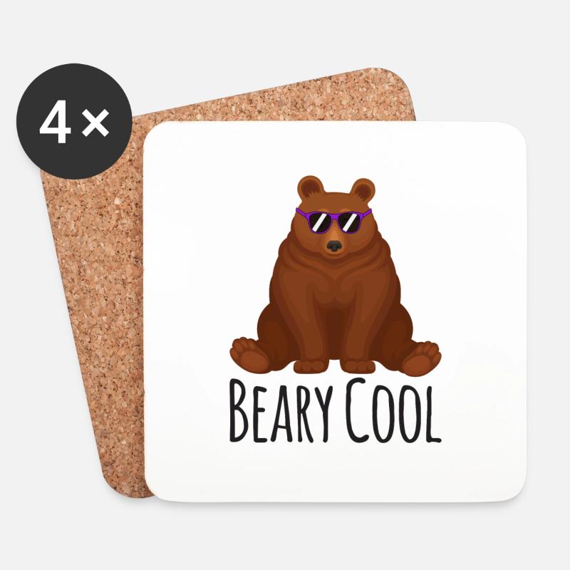 Cooler Bär Beary Cool - Untersetzer (4er-Set) - Weiß