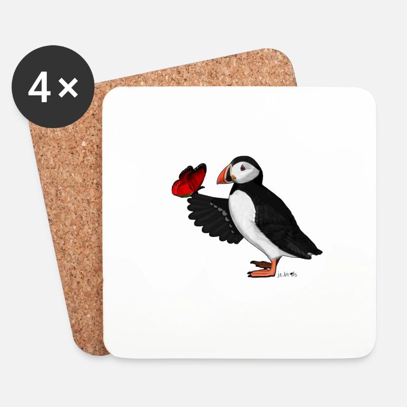 Papageitaucher Roter Schmetterling Geschenk - Untersetzer (4er-Set) - Weiß