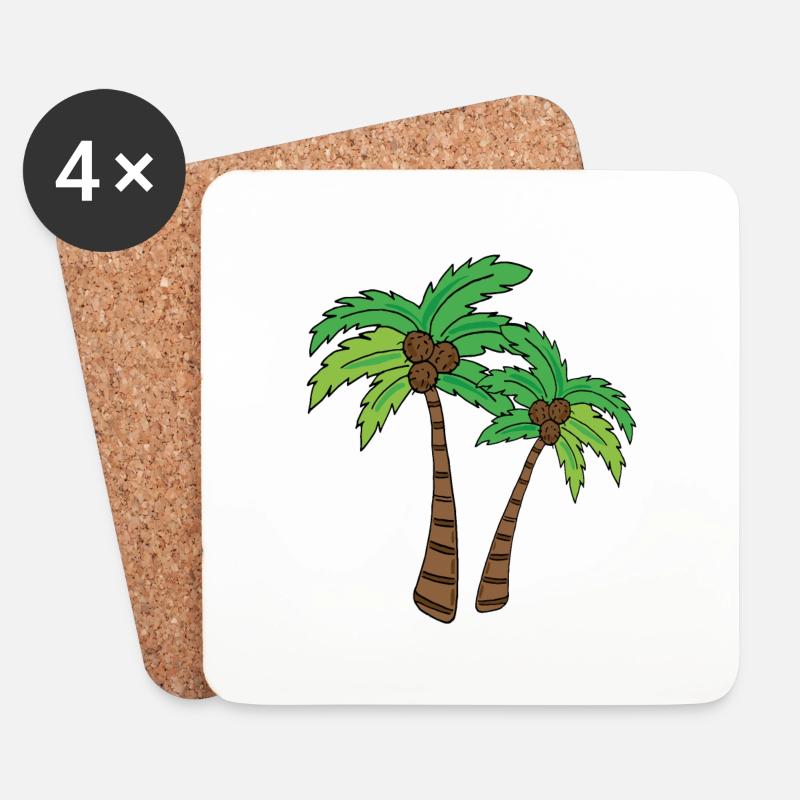 Palme - Untersetzer (4er-Set) - Weiß