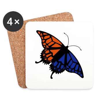 Butterfly (colors customizable) - Coasters (set of 4) - white - Front