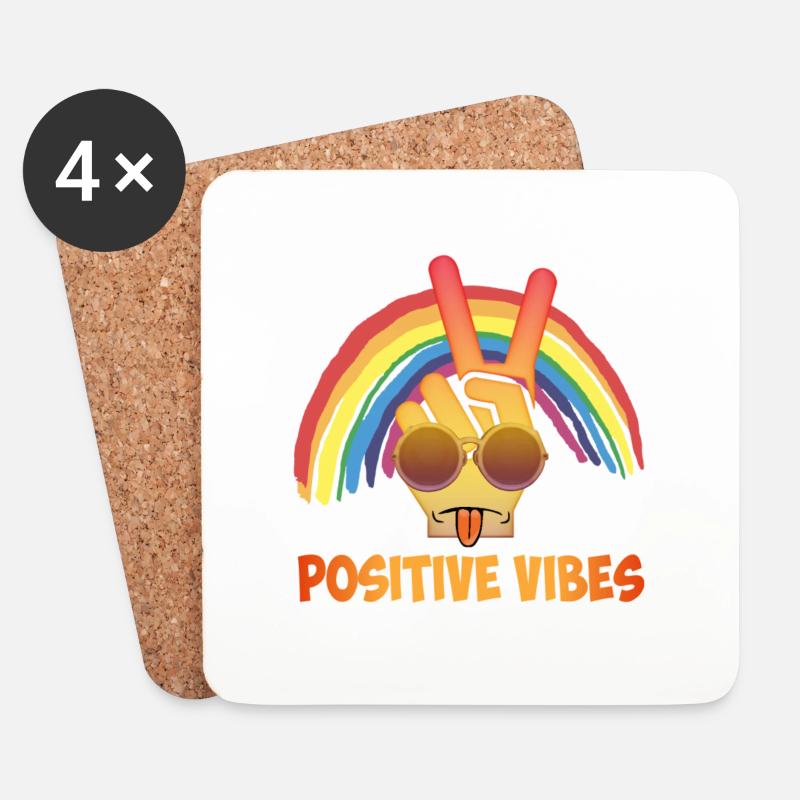 Positive Schwingungen - Untersetzer (4er-Set) - Weiß