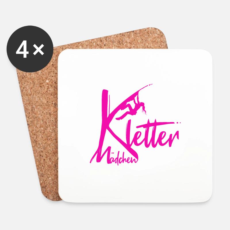 Kletter Mädchen Pink Klettern Kletterin Geschenk - Untersetzer (4er-Set) - Weiß