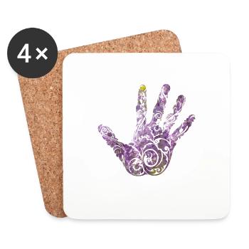 Lavendel Hand mit Blumen Muster Geschenk - Untersetzer (4er-Set) - Weiß - Vorne