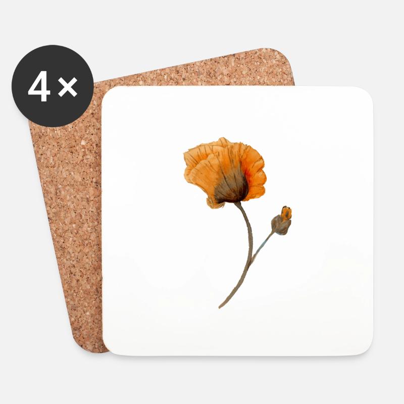 Blume - Untersetzer (4er-Set) - Weiß