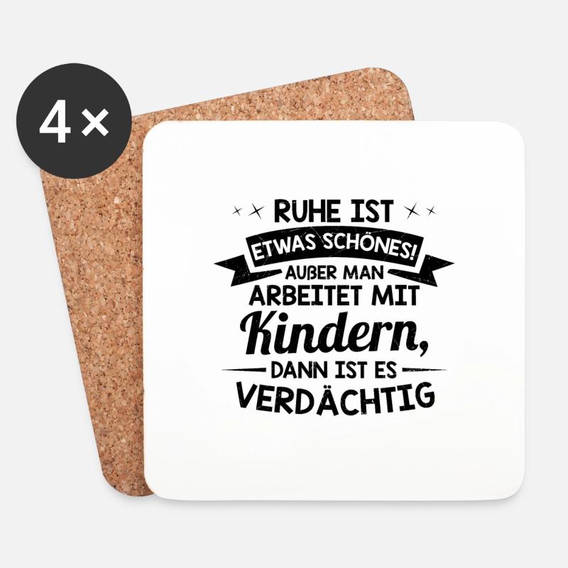 Erzieher Beruf | Erzieherin Kindergärtner Geschenk - Untersetzer (4er-Set) - Weiß