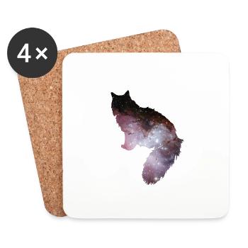 Katze Galaxie 2 - Untersetzer (4er-Set) - Weiß - Vorne