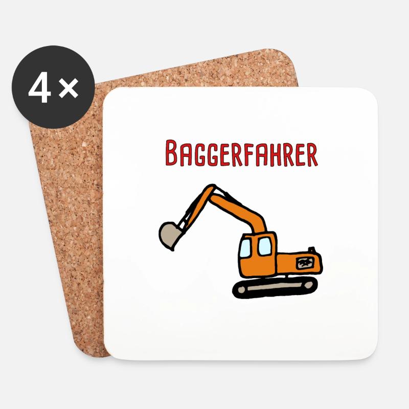 Baggerfahrer - Untersetzer (4er-Set) - Weiß