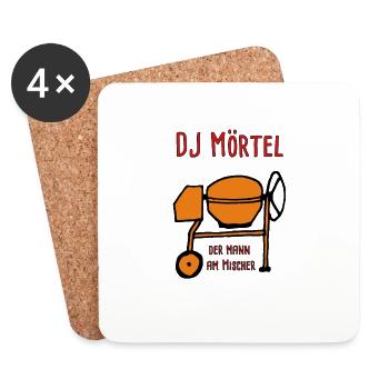 Dj Mörtel - Der Mann am Mischer - Untersetzer (4er-Set) - Weiß - Vorne
