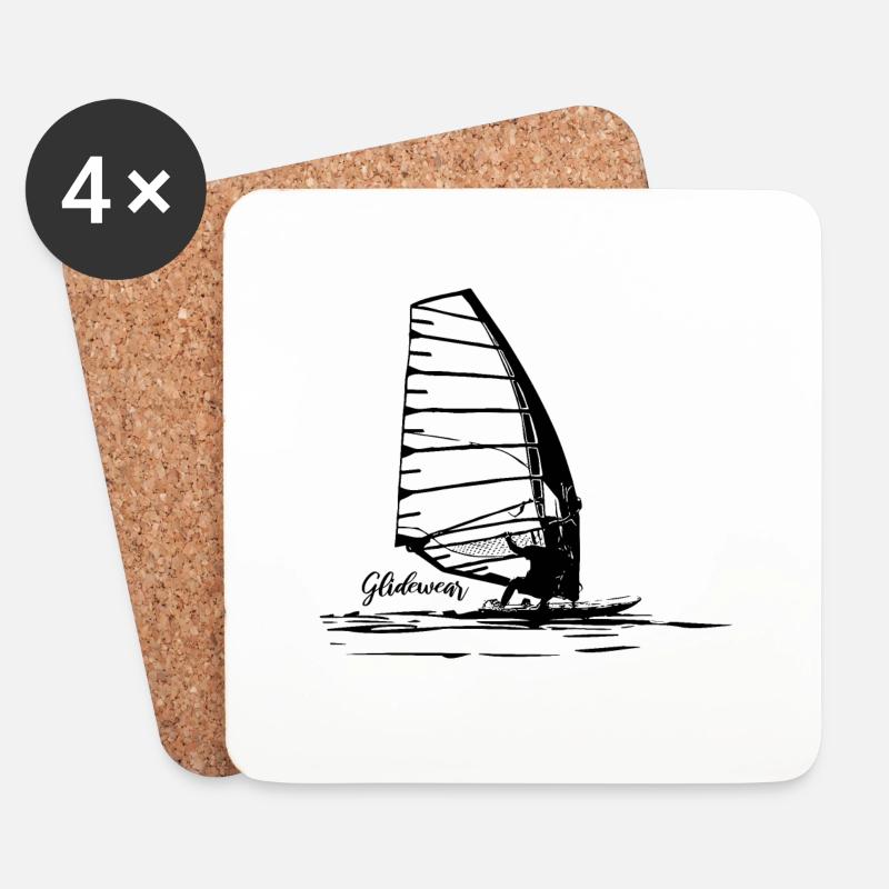 Windsurf Gliding Sketch - Untersetzer (4er-Set) - Weiß