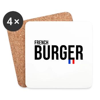 French burger fast food slogan quote French - Coasters (set of 4) - white - Front