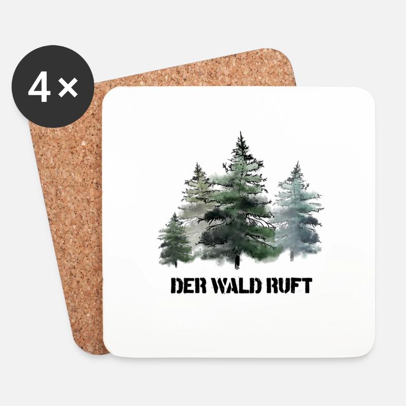 Der Wald ruft - Untersetzer (4er-Set) - Weiß