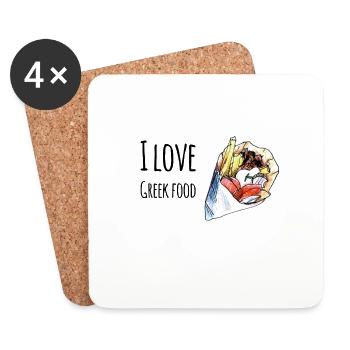 J'aime la cuisine grecque - Dessous de verre (lot de 4) - blanc - Devant