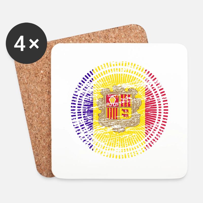 Andorra Flagge - Untersetzer (4er-Set) - Weiß