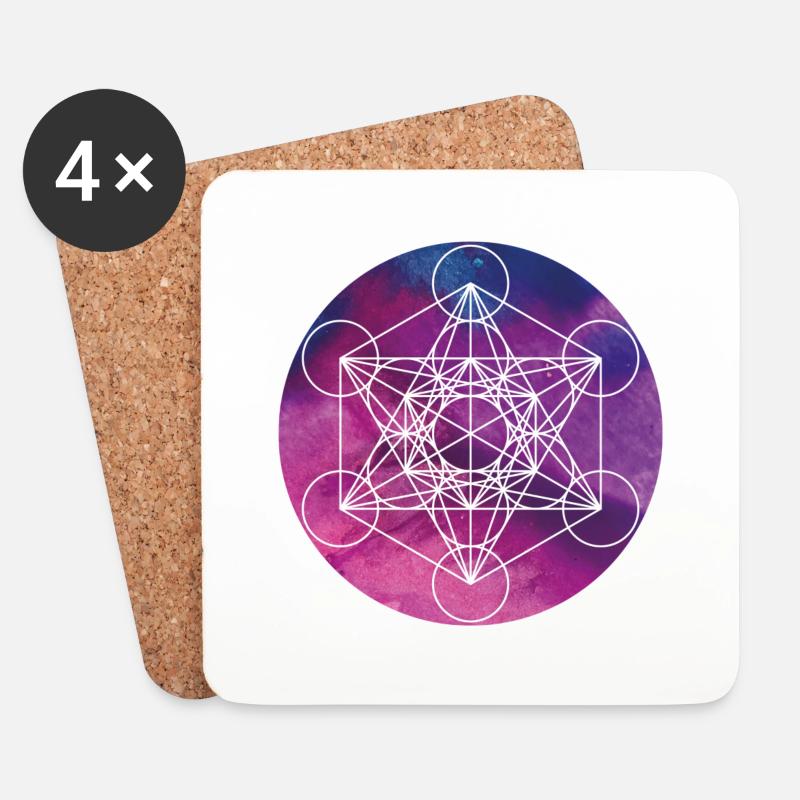 Metatrons Würfel - Untersetzer (4er-Set) - Weiß