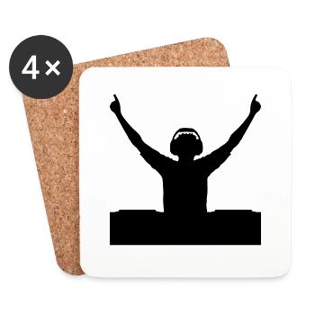 Conception de DJ silhouette - Dessous de verre (lot de 4) - blanc - Devant
