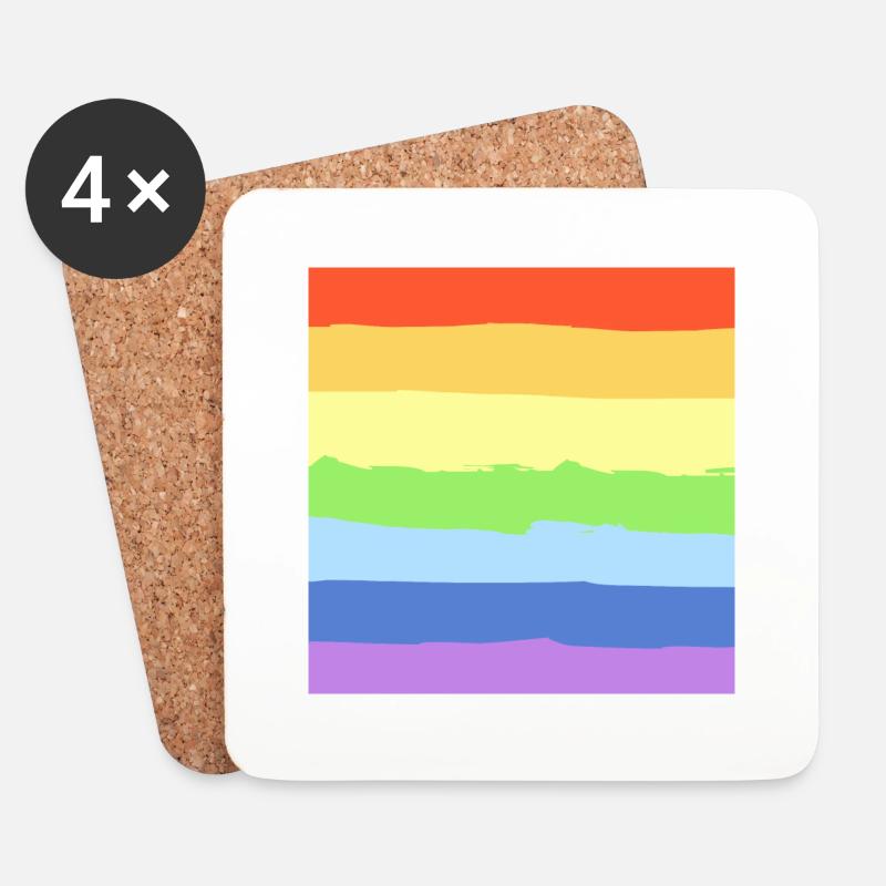 Regenbogen Pride - Untersetzer (4er-Set) - Weiß