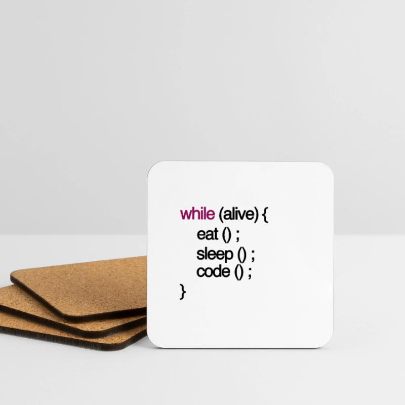 while alive code Computer scientist programming coding Coasters (set of 4)
