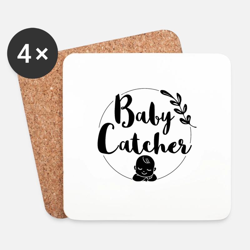 Hebamme Baby | Hebammen Geburtshelfer Geschenkidee - Untersetzer (4er-Set) - Weiß