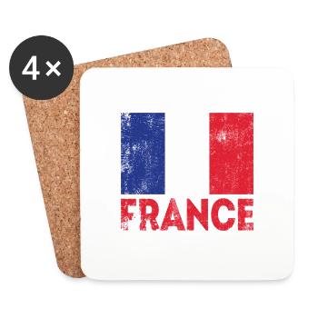 France Frankreich Fahne Flagge Geschenk - Untersetzer (4er-Set) - Weiß - Vorne
