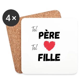 t-shirt père et fille. Idée cadeau - Dessous de verre (lot de 4) - blanc - Devant