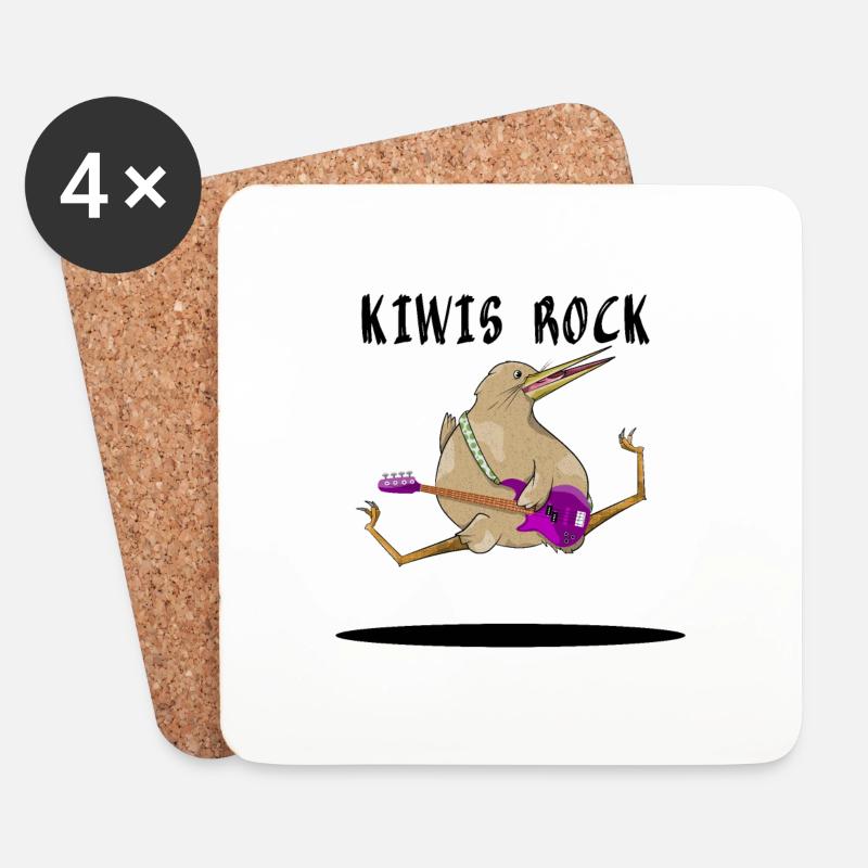 Kiwi Bass Guitar - Untersetzer (4er-Set) - Weiß