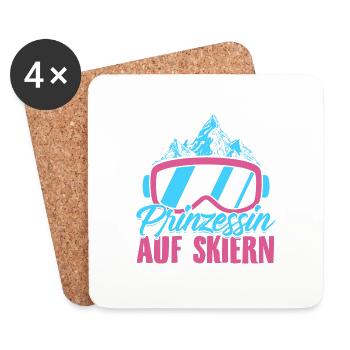 Ski Prinzessin Skier Skifahrer Skifahren Geschenke - Untersetzer (4er-Set) - Weiß - Vorne