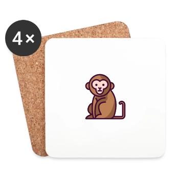 Affe - Untersetzer (4er-Set) - Weiß - Vorne
