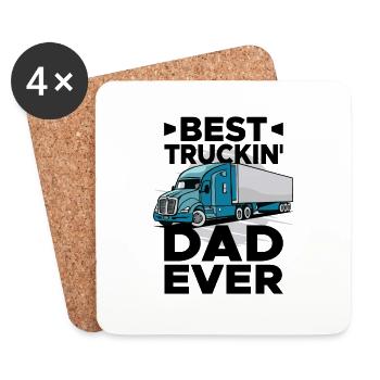 LKW Fahrer Trucker bester Papa Vatertag - Untersetzer (4er-Set) - Weiß - Vorne