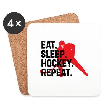 Eat Sleep Repeat Hockey Gift - Dessous de verre (lot de 4) - blanc - Devant