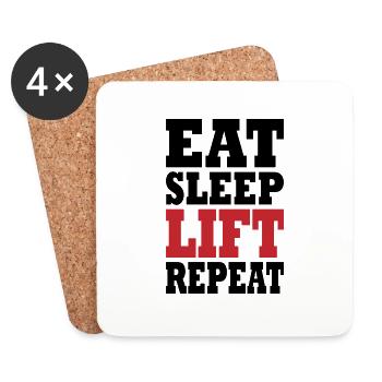 Eat Sleep Repeat Lift Cadeau - Dessous de verre (lot de 4) - blanc - Devant