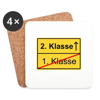 Ortsschild 1 Klasse 2 Klasse Schild Schule - Untersetzer (4er-Set) - Weiß - Vorne