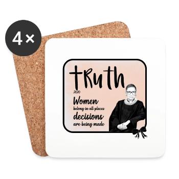 RBG Ruth Bader Ginsburg - quote - Coasters (set of 4) - white - Front