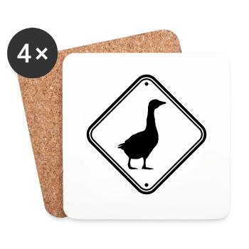 Gans Schild Vorsicht - Untersetzer (4er-Set) - Weiß - Vorne