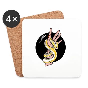 Serpent et main - Dessous de verre (lot de 4) - blanc - Devant